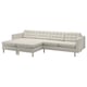 Light grey landskriona l-shaped sofa. Modern design with tufted back, solid wood legs, and comfortable cushions.