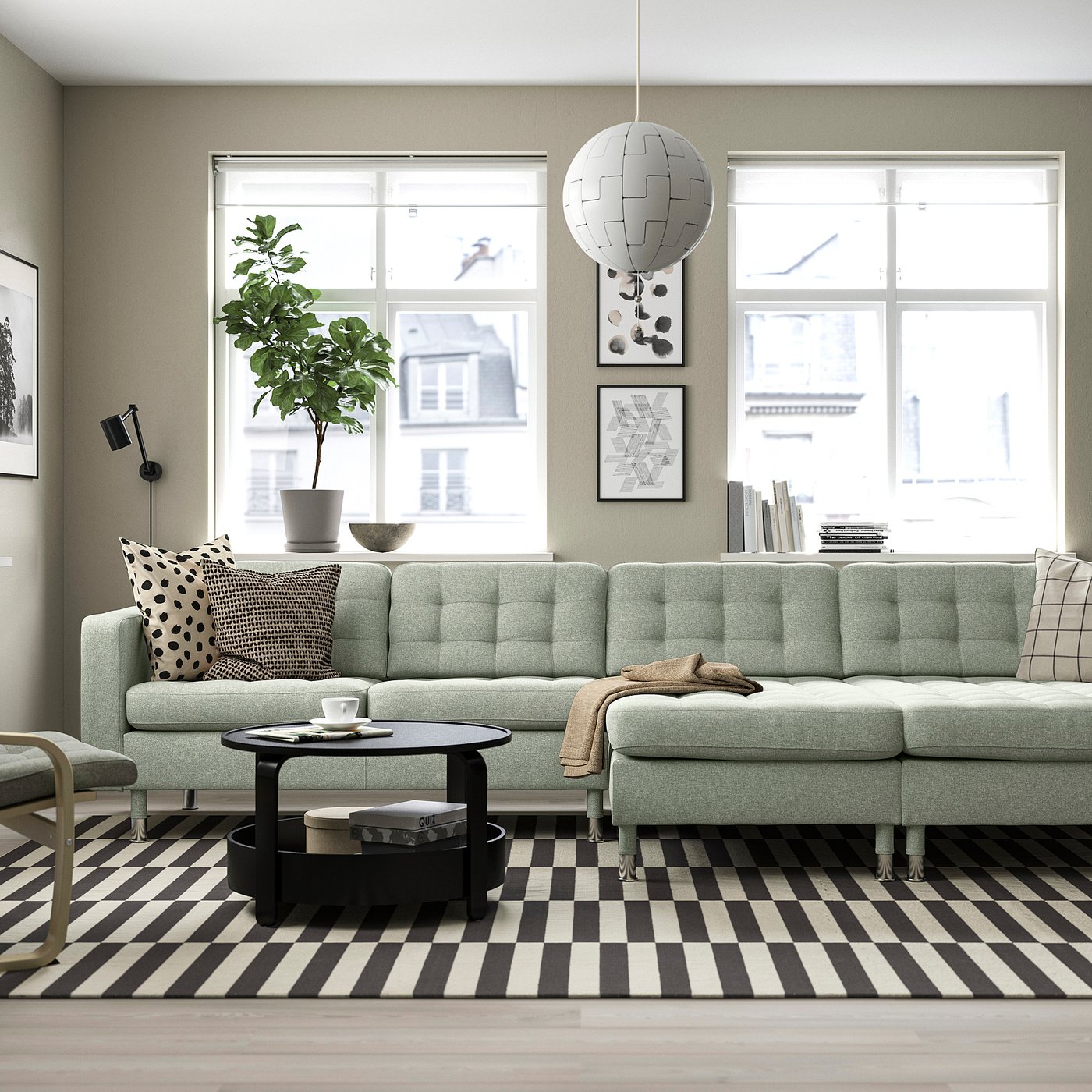 IKEA ソファ　LANDSKRONA LANDSKRONA 4-seat sofa with chaise longues Gunnared light