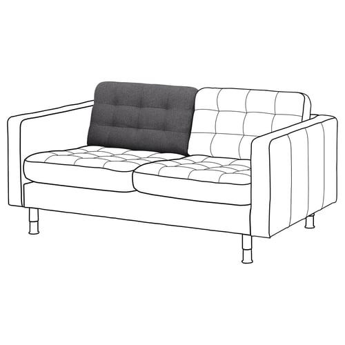 Black and white tufted loveseat with sleek chrome legs.