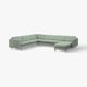 LANDSKRONA Corner sofa, 6-seat, with chaise longue/Gunnared light green/metal