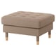 Beige LANDSKRONA upholstered footstool, square with wooden legs.