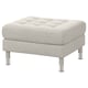 A grey LANDSKRONA footstool with a tufted top, made from polyester fabric and supported by chrome steel legs.