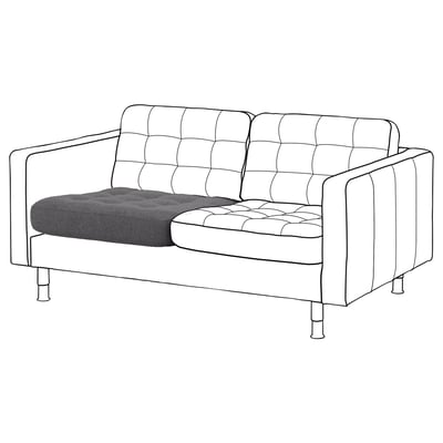 A compact 2-seat white tufted sofa with gray cushions.