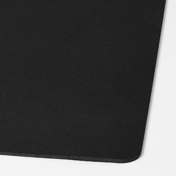 Black gaming mouse pad with smooth, firm surface. Made from 100% recycled polyester, its durable and easy to clean, ideal for precision gaming.