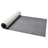 Rolled gray felt panel for diy sliding doors, textured with horizontal lines.