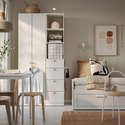 LASTARE Wardrobe combination, white, 100x42x201 cm