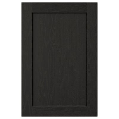 LERHYTTAN black kitchen cabinet door with solid wood frame and beveled edges. Traditional, rectangular, and functional design.