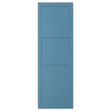 A blue LERHYTTAN door featuring a traditional solid wood frame with beveled edges and an inset veneer panel.