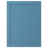 LERHYTTAN cabinet door in blue with wooden frame, rectangular, classic design.