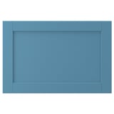 LERHYTTAN blue wooden cabinet door, rectangular with beveled frame.