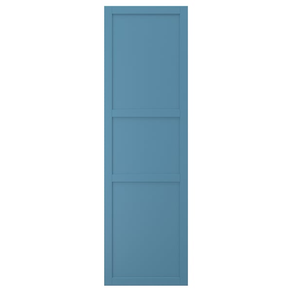 LERHYTTAN blue cabinet door with wooden frame and veneer panel, rectangular.