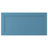 LERHYTTAN blue drawer front with wooden frame and beveled edges.