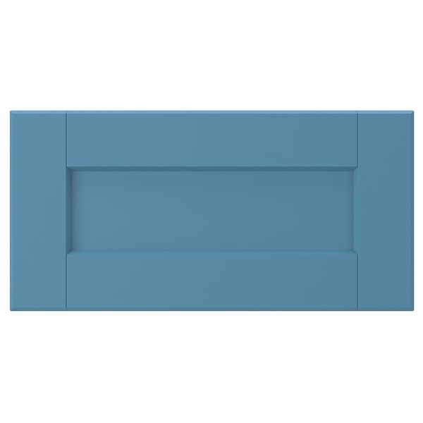LERHYTTAN blue drawer front, solid wood frame, beveled edges, birch veneer, rustic design.