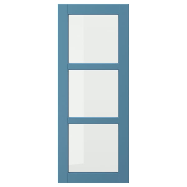 Blue wooden door with glass