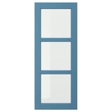 Blue wooden door with glass