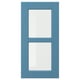 LERHYTTAN blue door with wooden frame and glass panel.
