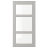 LERHYTTAN gray wood frame glass door, traditional style, rectangular.