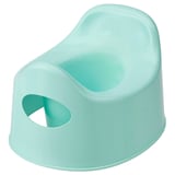 Turquoise childs toilet with anti-slip base