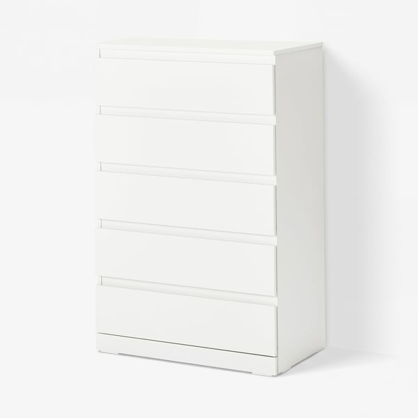 LILLBERGET Chest of 5 drawers, white, 70x43x108 cm