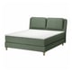 Option: LILLFJÄLLET green divan bed with cushions, oak legs, and white mattress.