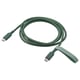 Green usb-c charging cable, braided with rubber ends, 1. 5m, coiled, with elastic band.