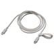 Displays a light grey, braided usb-c cable by LILLHULT. Its 1. 5 m long with rubber ends and an elastic band for tangle-free storage.