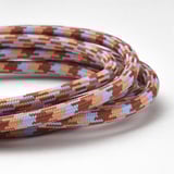 Twisted, colorful braided cable with dense knitting for durability and flexibility.