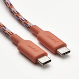 Red usb-c cable, extra flexible, durable with tangle-free elastic band.