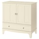 A cream-colored LOMMARP cabinet with two doors, a drawer, and a traditional design, made from durable materials.