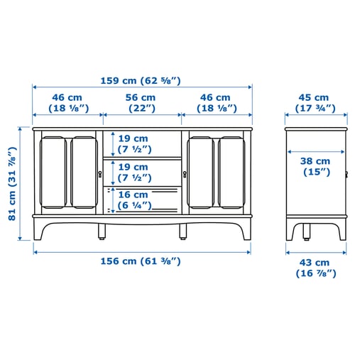 Illustration with measurements for the product: LOMMARP.
