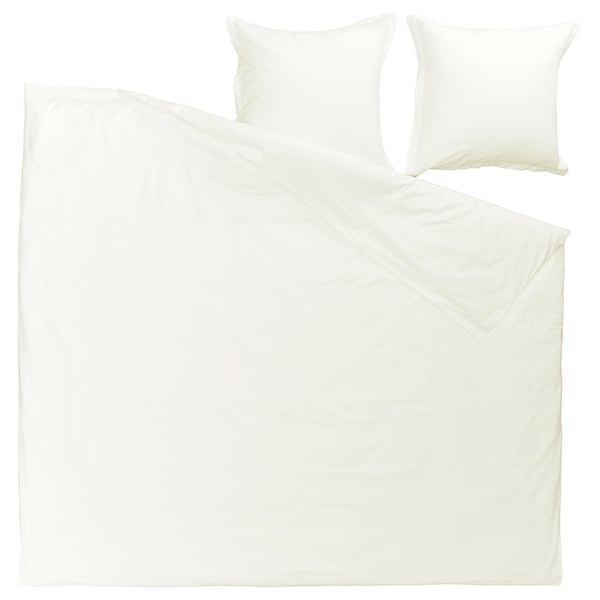 LUKTVICKER Duvet cover and 2 pillowcases, white, 240x220/80x80 cm
