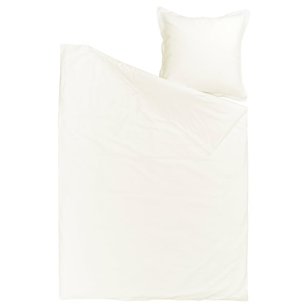 LUKTVICKER Duvet cover and pillowcase, white, 155x220/80x80 cm
