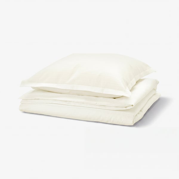 LUKTVICKER Duvet cover and pillowcase, white, 140x200/80x80 cm