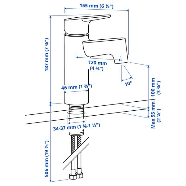 Illustration with measurements for the product: MAJSJÖN.