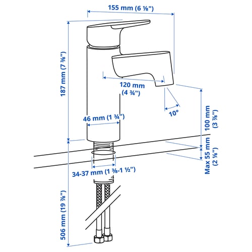Illustration with measurements for the product: MAJSJÖN.