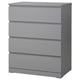 MALM four-drawer chest in grey wood grain.