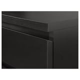 Black wooden drawer top with sleek design, smooth finish, and clean lines.