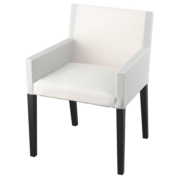 Modern white MÅRENÄS chair with sleek black legs and cushioned seat.