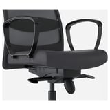 Office chair with height-adjustable seat, armrests and tilt tension control. Mesh back for breathability and lumbar support.