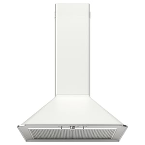 White kitchen hood with led light.