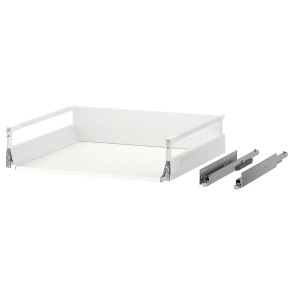 MAXIMERA white drawer unit with metal runners, sleek design.