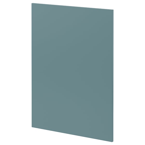 Turquoise METOD kitchen door, smooth, rectangular, modern design with fiberboard.