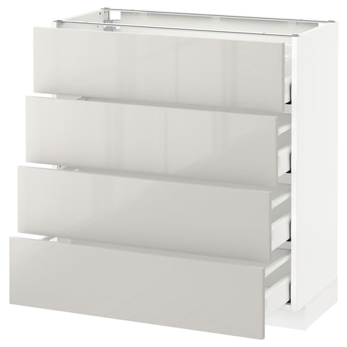 A white ikea METOD kitchen unit with four pull-out drawers, designed for modern storage.