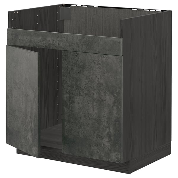 Dark gray METOD kitchen cabinet, modern concrete effect, rectangular shape, sturdy frame.