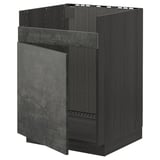 Dark grey urban kitchen cabinet with concrete effect and modern design.