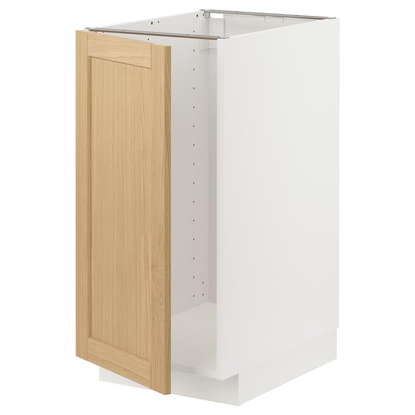 METOD kitchen cabinet - white and oak veneer, rectangular with single door.