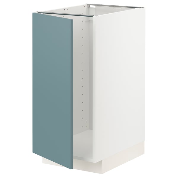 METOD kitchen cabinet, white & turquoise, modern design with snap hinges.