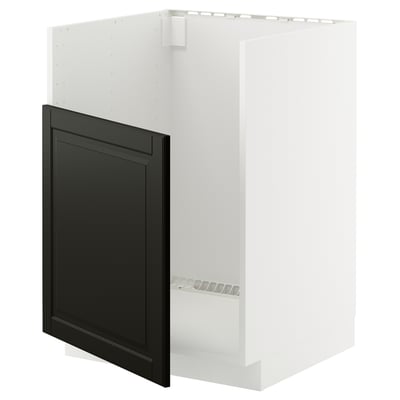 Black METOD kitchen cabinet, modern design with beveled edges.