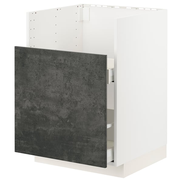 METOD dark grey cabinet with smooth drawer in modern kitchen unit design.