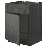 Dark grey METOD kitchen cabinet with concrete effect and sleek modern design.